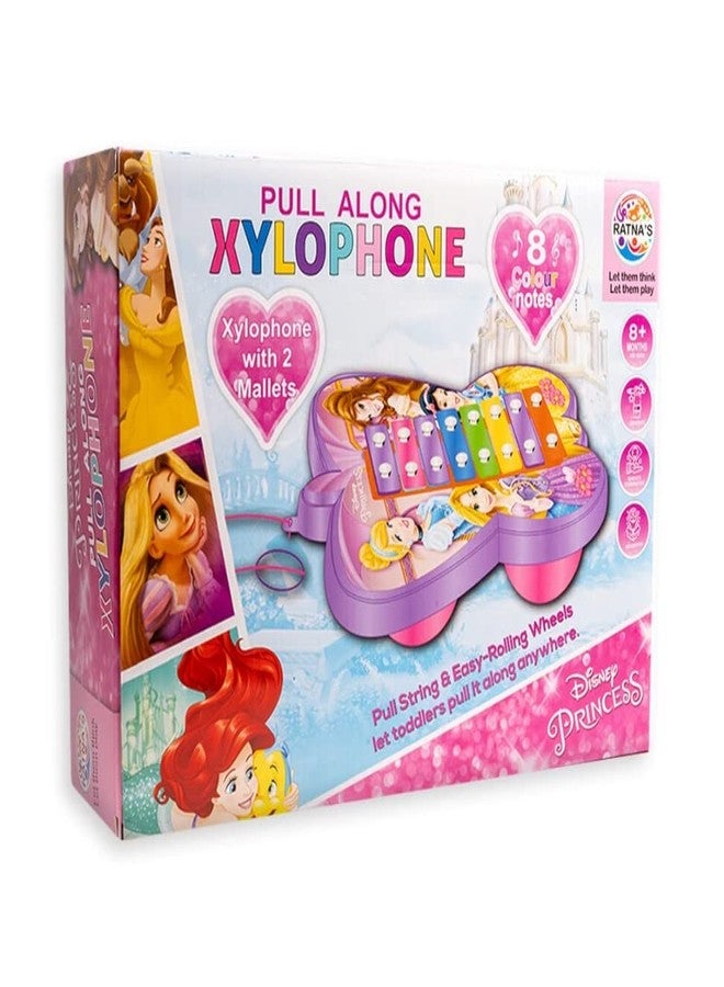 SANTALON Princess Pull Along Xylophone with 8 Colour Notes & 2 Mallets to Play for Toddlers Age of Above 1 Years Kids Multicolour - Image 1